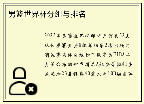 男篮世界杯分组与排名